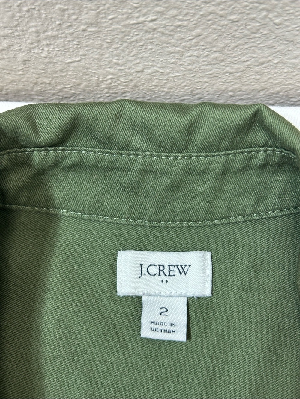 J Crew Cotton Olive Green Utility Shirt Dress Belt Pockets Elastic Back Waist 2 - Picture 8 of 14